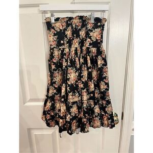Bodyline Black Floral Corset Back Tiered Ren Faire Cosplay Skirt sz M Japanese